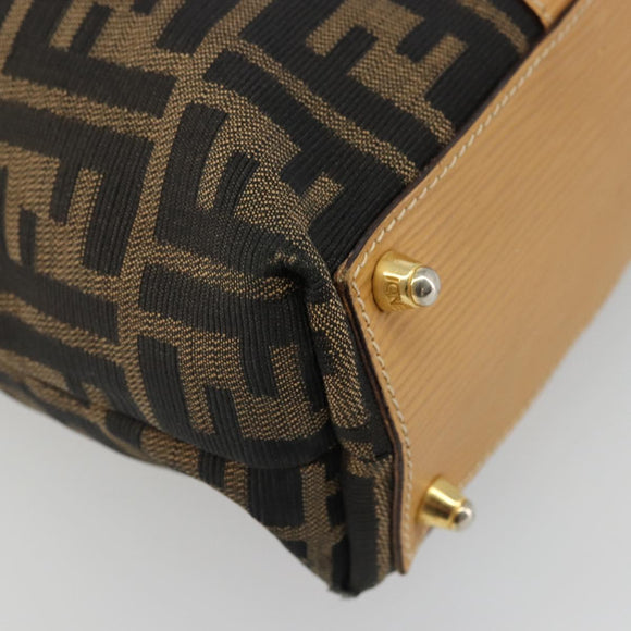 FENDI Zucca Canvas Hand Bag Brown Black Auth 175479A