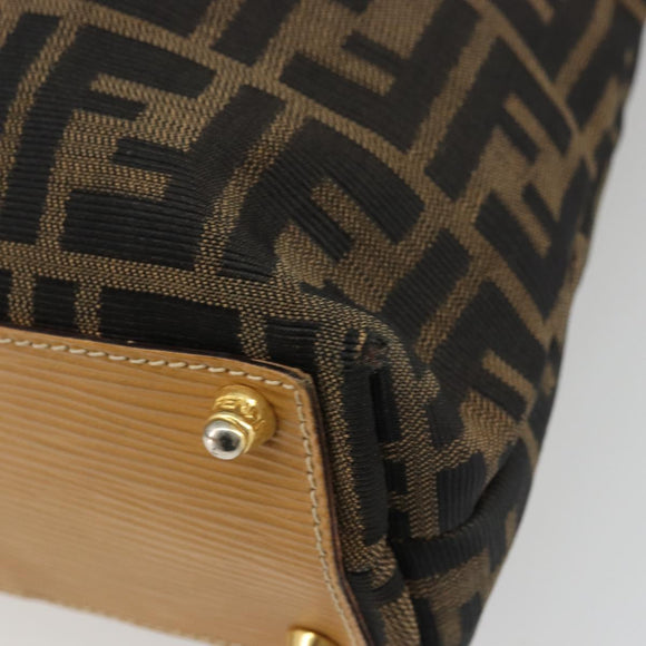 FENDI Zucca Canvas Hand Bag Brown Black Auth 175479A