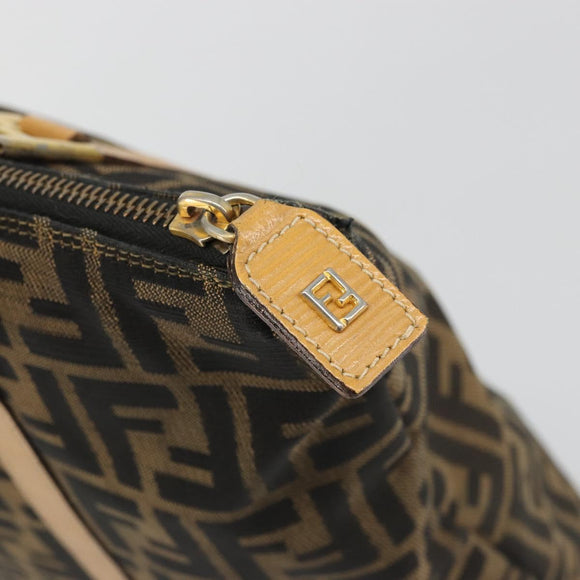 FENDI Zucca Canvas Hand Bag Brown Black Auth 175479A