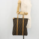 FENDI Zucca Canvas Hand Bag Brown Black Auth 175479A-23