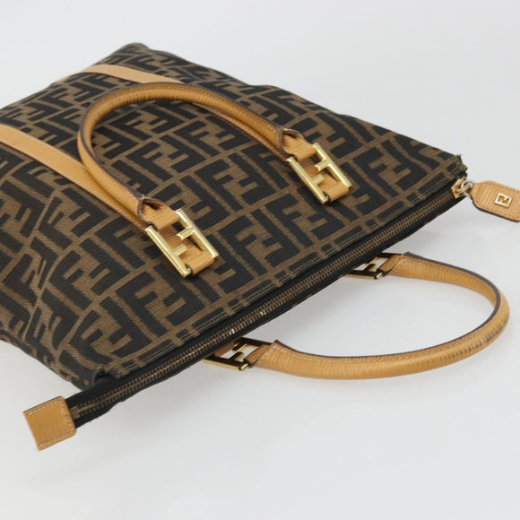 FENDI Zucca Canvas Hand Bag Brown Black Auth 175479A