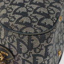 Christian Dior Trotter Canvas Saddle Hand Bag Navy Gold Auth 175481A-14