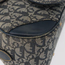 Christian Dior Trotter Canvas Saddle Hand Bag Navy Gold Auth 175481A-16
