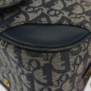 Christian Dior Trotter Canvas Saddle Hand Bag Navy Gold Auth 175481A-9