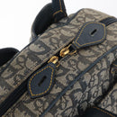 Christian Dior Trotter Canvas Saddle Hand Bag Navy Gold Auth 175481A-18
