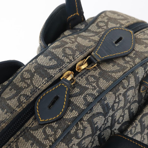 Christian Dior Trotter Canvas Saddle Hand Bag Navy Gold Auth 175481A