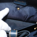Christian Dior Trotter Canvas Saddle Hand Bag Navy Gold Auth 175481A-23