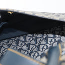 Christian Dior Trotter Canvas Saddle Hand Bag Navy Gold Auth 175481A-26