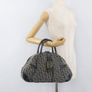 Christian Dior Trotter Canvas Saddle Hand Bag Navy Gold Auth 175481A-27