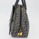 Christian Dior Trotter Canvas Saddle Hand Bag Navy Gold Auth 175481A-3