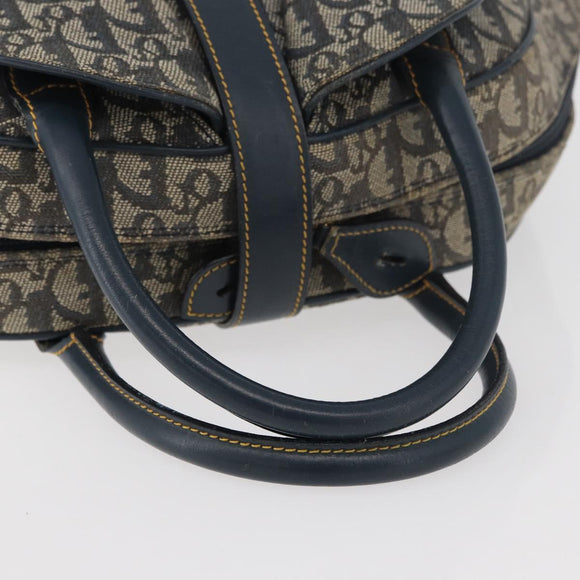 Christian Dior Trotter Canvas Saddle Hand Bag Navy Gold Auth 175481A