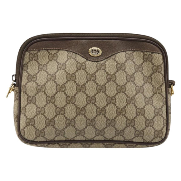 GUCCI GG Supreme Shoulder Bag PVC Beige Gold 97 02 068 Auth 175484