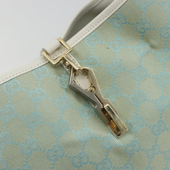 GUCCI GG Canvas Jackie Shoulder Bag Gold Light green 001 4075 1705 Auth 175485A
