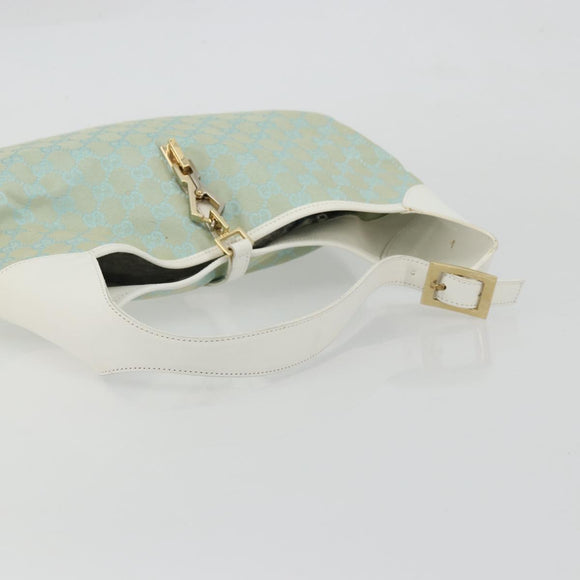 GUCCI GG Canvas Jackie Shoulder Bag Gold Light green 001 4075 1705 Auth 175485A