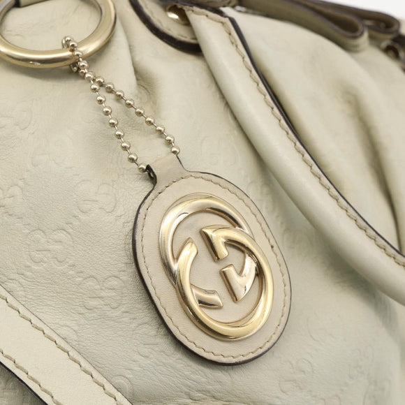 GUCCI GG Canvas Guccissima Sukey Hand Bag 2way Ivory Gold 247902 Auth 175486