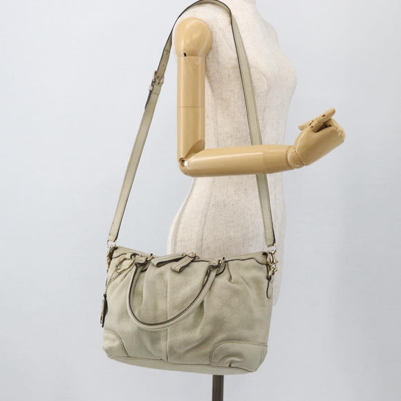 GUCCI GG Canvas Guccissima Sukey Hand Bag 2way Ivory Gold 247902 Auth 175486