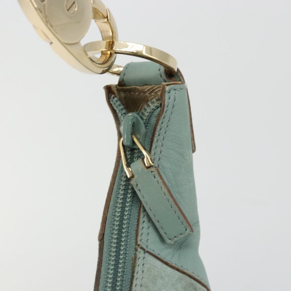 GUCCI Shoulder Bag Suede Gold Light green 001 4158 Auth 175487A