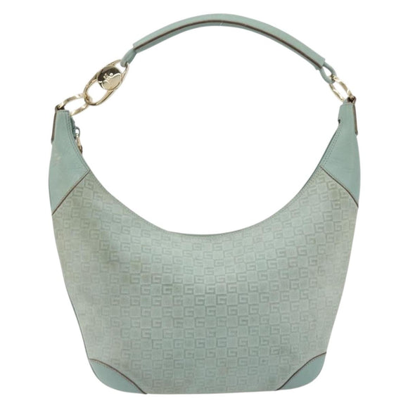 GUCCI Shoulder Bag Suede Gold Light green 001 4158 Auth 175487A