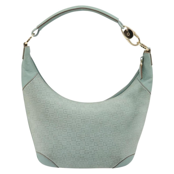 GUCCI Shoulder Bag Suede Gold Light green 001 4158 Auth 175487A