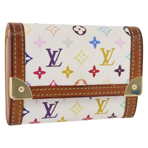 LOUIS VUITTON Multicolor Porte Monnaie Pla Coin Purse White M92657 Auth 175489A