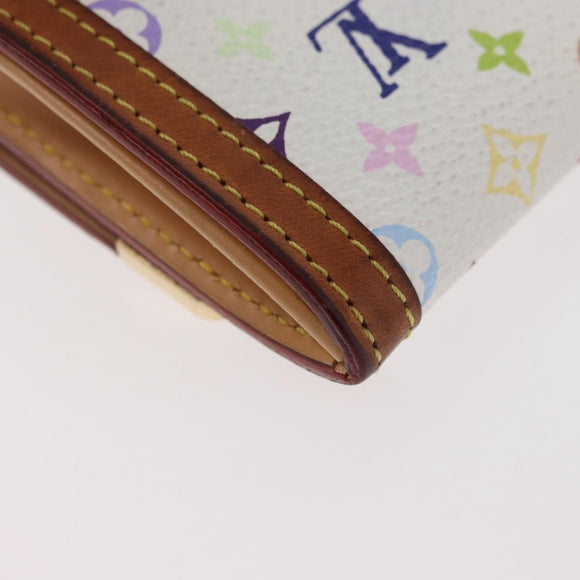 LOUIS VUITTON Multicolor Porte Monnaie Pla Coin Purse White M92657 Auth 175489A