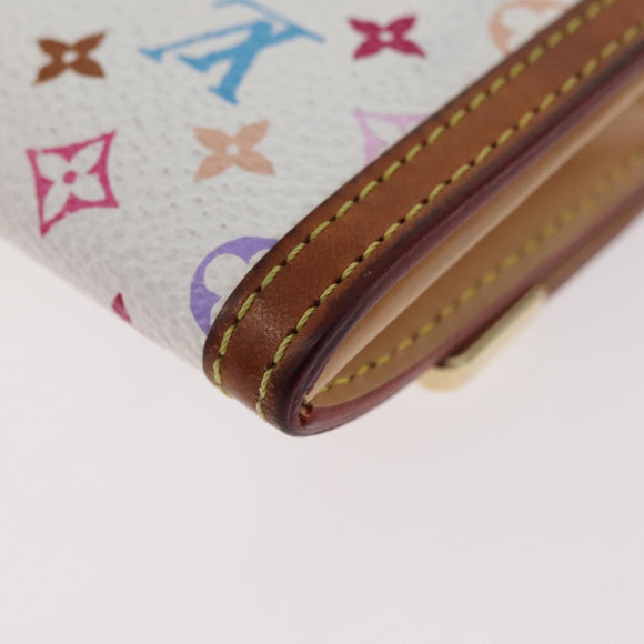 LOUIS VUITTON Multicolor Porte Monnaie Pla Coin Purse White M92657 Auth 175489A