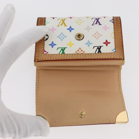 LOUIS VUITTON Multicolor Porte Monnaie Pla Coin Purse White M92657 Auth 175489A