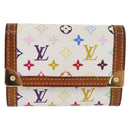 LOUIS VUITTON Multicolor Porte Monnaie Pla Coin Purse White M92657 Auth 175489A-13