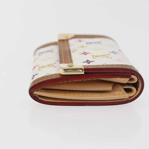 LOUIS VUITTON Multicolor Porte Monnaie Pla Coin Purse White M92657 Auth 175489A