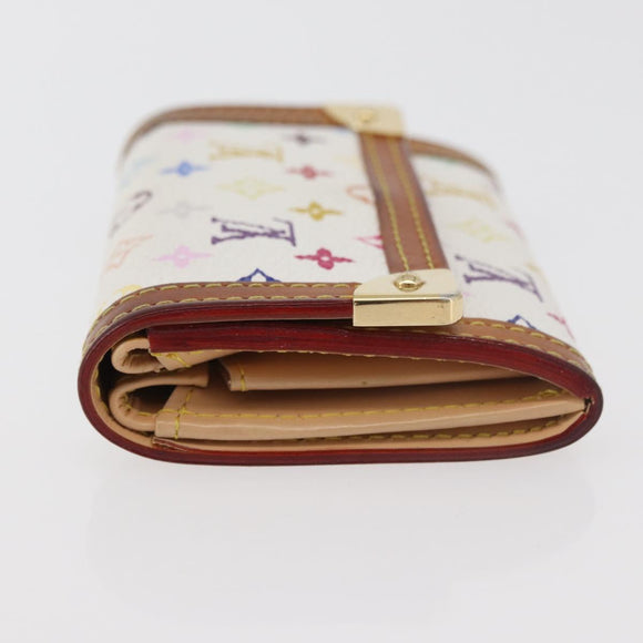 LOUIS VUITTON Multicolor Porte Monnaie Pla Coin Purse White M92657 Auth 175489A