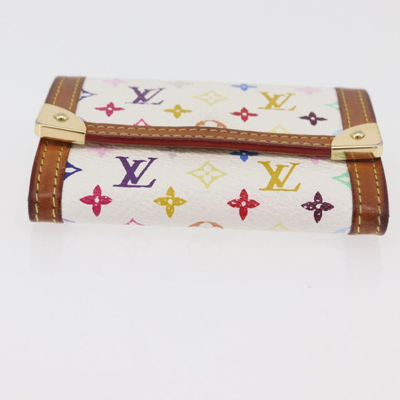 LOUIS VUITTON Multicolor Porte Monnaie Pla Coin Purse White M92657 Auth 175489A