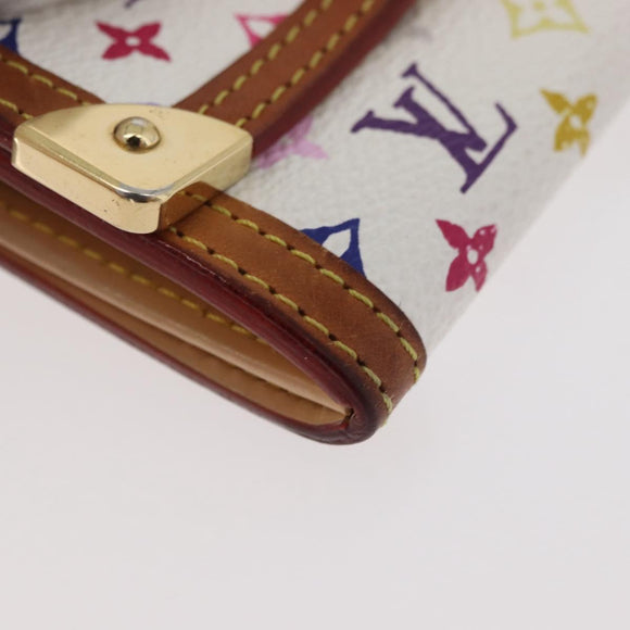 LOUIS VUITTON Multicolor Porte Monnaie Pla Coin Purse White M92657 Auth 175489A
