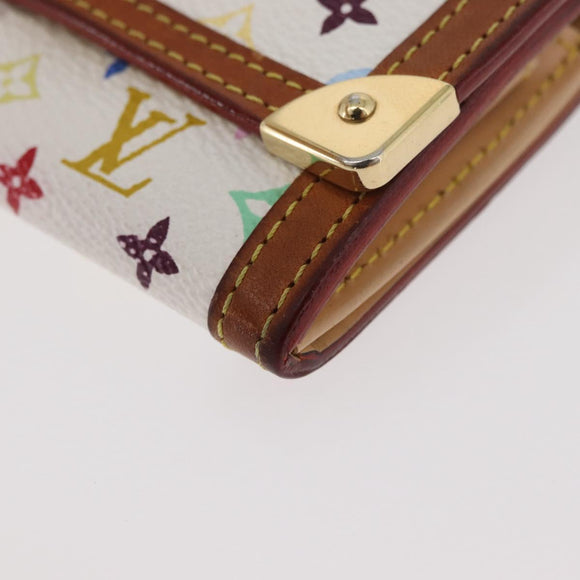 LOUIS VUITTON Multicolor Porte Monnaie Pla Coin Purse White M92657 Auth 175489A