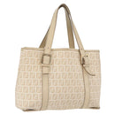 FENDI Zucchino Canvas Hand Bag Ivory Gold Auth 175493-1