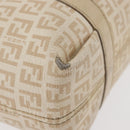FENDI Zucchino Canvas Hand Bag Ivory Gold Auth 175493-10