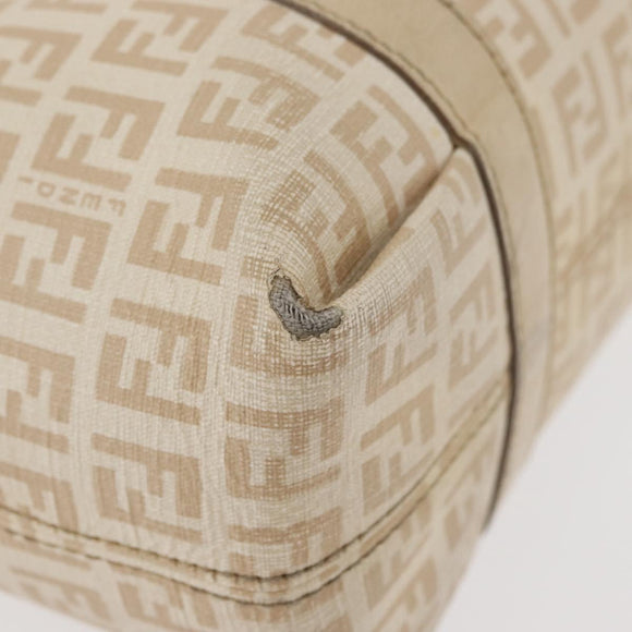 FENDI Zucchino Canvas Hand Bag Ivory Gold Auth 175493