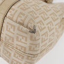 FENDI Zucchino Canvas Hand Bag Ivory Gold Auth 175493-11