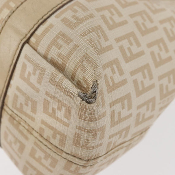 FENDI Zucchino Canvas Hand Bag Ivory Gold Auth 175493