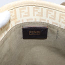 FENDI Zucchino Canvas Hand Bag Ivory Gold Auth 175493-14