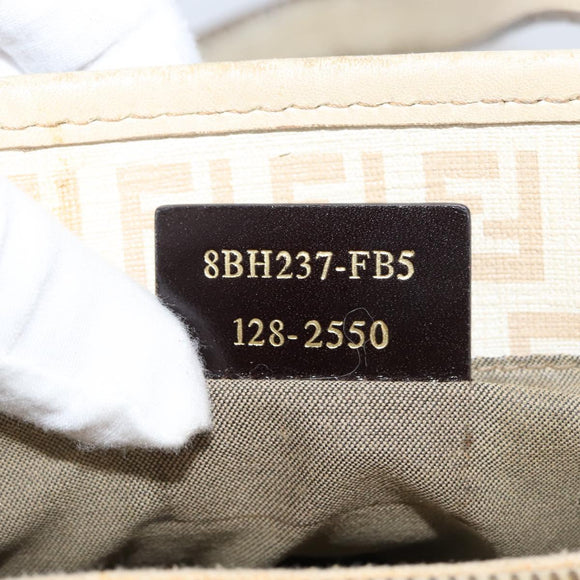 FENDI Zucchino Canvas Hand Bag Ivory Gold Auth 175493