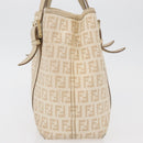 FENDI Zucchino Canvas Hand Bag Ivory Gold Auth 175493-4