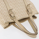 FENDI Zucchino Canvas Hand Bag Ivory Gold Auth 175493-6