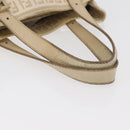 FENDI Zucchino Canvas Hand Bag Ivory Gold Auth 175493-7