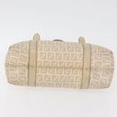 FENDI Zucchino Canvas Hand Bag Ivory Gold Auth 175493-9