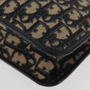 Christian Dior Trotter Canvas Clutch Bag Navy Gold Auth 175496-14