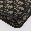 Christian Dior Trotter Canvas Clutch Bag Navy Gold Auth 175496-15