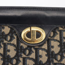 Christian Dior Trotter Canvas Clutch Bag Navy Gold Auth 175496-9