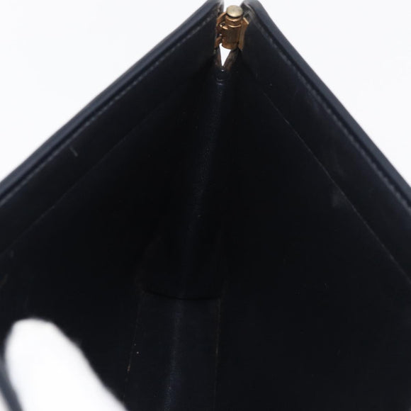 Christian Dior Trotter Canvas Clutch Bag Navy Gold Auth 175496