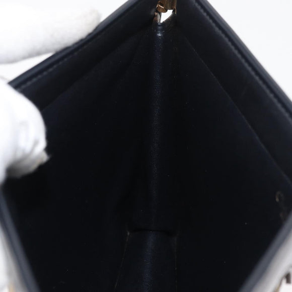 Christian Dior Trotter Canvas Clutch Bag Navy Gold Auth 175496