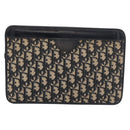 Christian Dior Trotter Canvas Clutch Bag Navy Gold Auth 175496-3